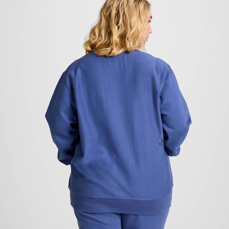 slide 5 of 17, Champion Adult Sizing Iconic Embroidered Crewneck Sweatshirt - Gray Blue M, 1 ct