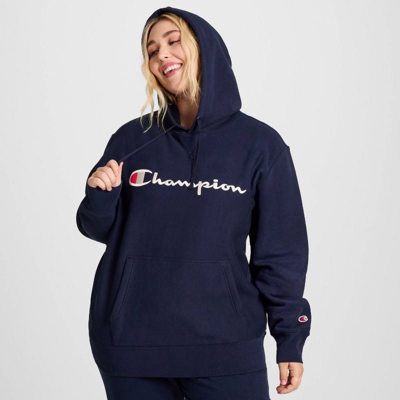 slide 3 of 20, Champion Adult Sizing Iconic Embroidered Hoodie - Navy XS, 1 ct