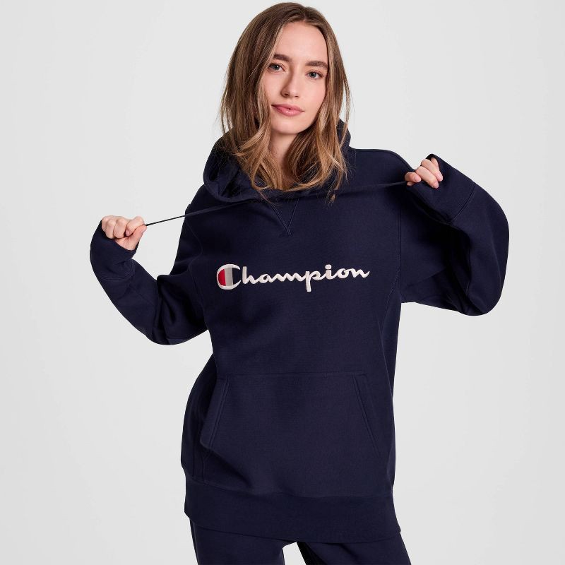 slide 15 of 20, Champion Adult Sizing Iconic Embroidered Hoodie - Navy M, 1 ct