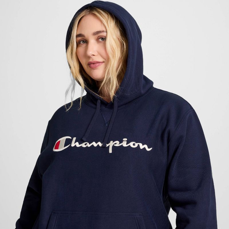 slide 9 of 20, Champion Adult Sizing Iconic Embroidered Hoodie - Navy XXL, 1 ct