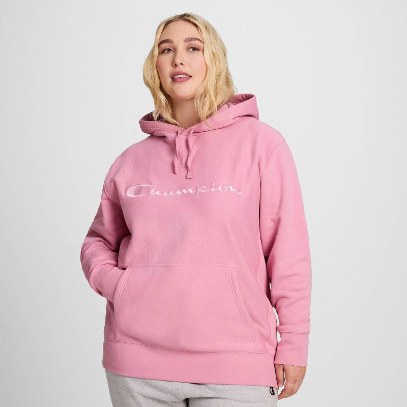 slide 9 of 10, Champion Adult Sizing Iconic Embroidered Hoodie - Pink L, 1 ct