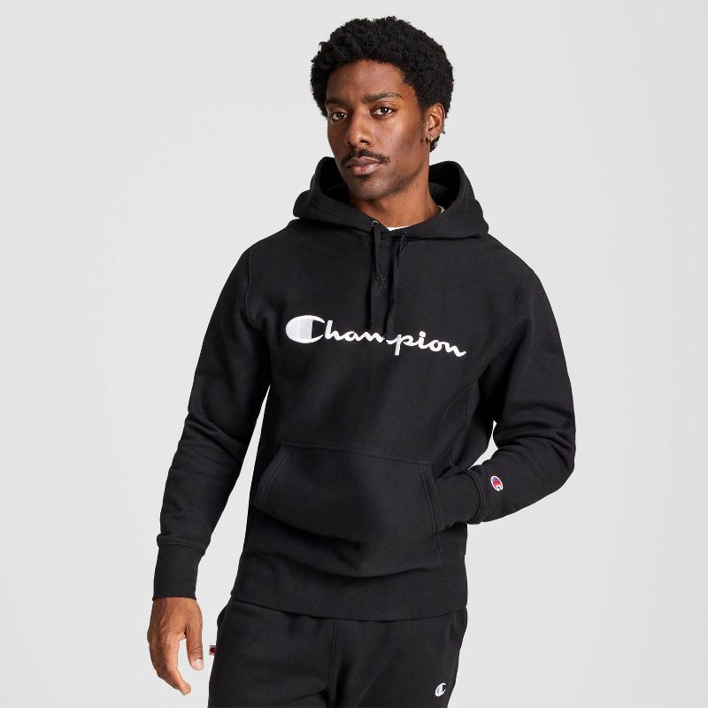 slide 1 of 10, Champion Adult Sizing Iconic Embroidered Hoodie - Black L, 1 ct