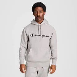 Champion Adult Sizing Embroidered Fleece Hooded Sweatshirt - Light Grey Heather S