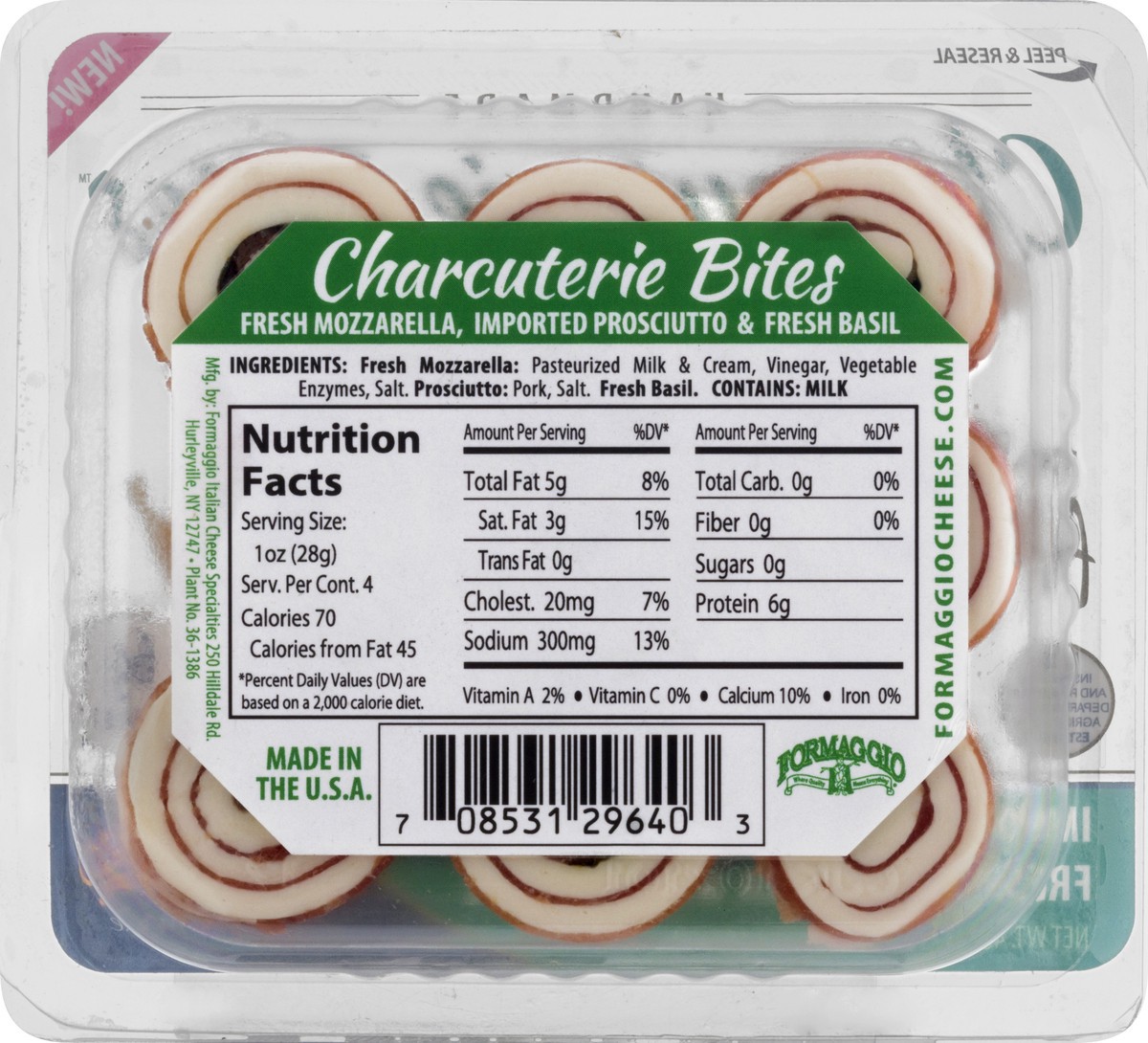 slide 8 of 13, Formaggio Imported Prosciutto Fresh Mozzarella & Fresh Basil Charcuterie Bites 9 ea, 4 oz