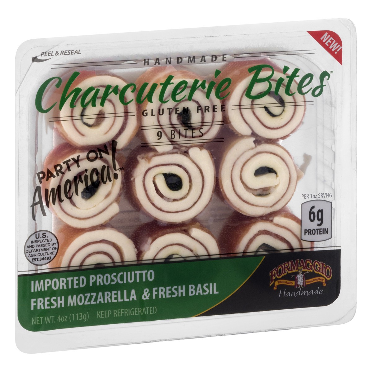 slide 2 of 13, Formaggio Imported Prosciutto Fresh Mozzarella & Fresh Basil Charcuterie Bites 9 ea, 4 oz