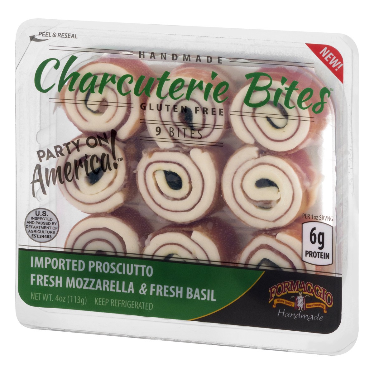 slide 10 of 13, Formaggio Imported Prosciutto Fresh Mozzarella & Fresh Basil Charcuterie Bites 9 ea, 4 oz