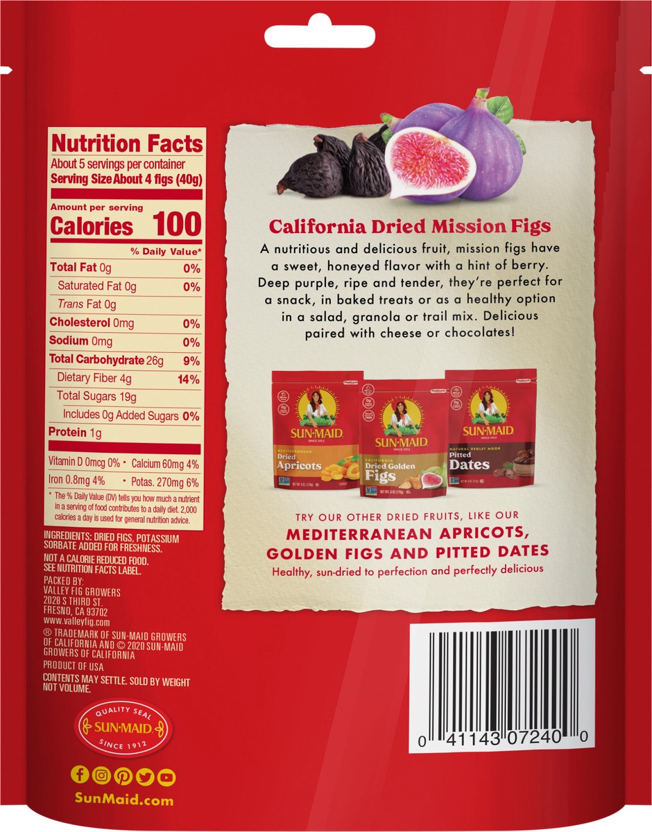 slide 2 of 3, Orchard Choice Sun-Maid California Dried Mission Figs 7oz Fresh-Lock Zipper Resealable Stand-Up Bag, 7 oz