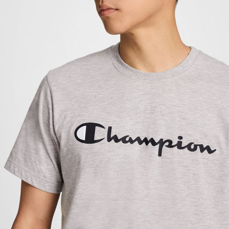 slide 3 of 5, Champion Men's Script T-Shirt - Light Gray Heather M, 1 ct