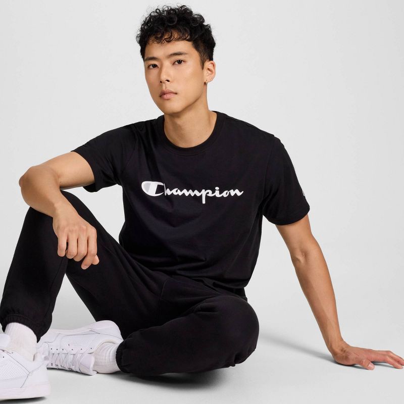 slide 6 of 6, Champion Men's Script T-Shirt - Black M, 1 ct