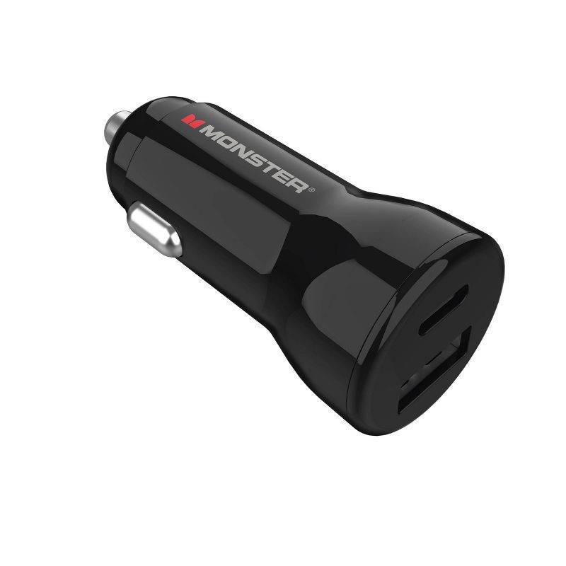 slide 4 of 7, Monster 35W Dual Port 6' Long Cable Car Charger Bundle 1 USB-C and 1 USB-A Port, 1 ct