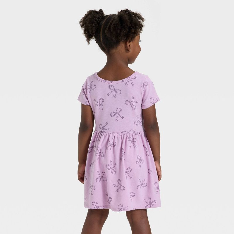 slide 2 of 3, Toddler Girls' Short Sleeve Bows Dress - Cat & Jack™ Lavender Mauve 2T, 1 ct