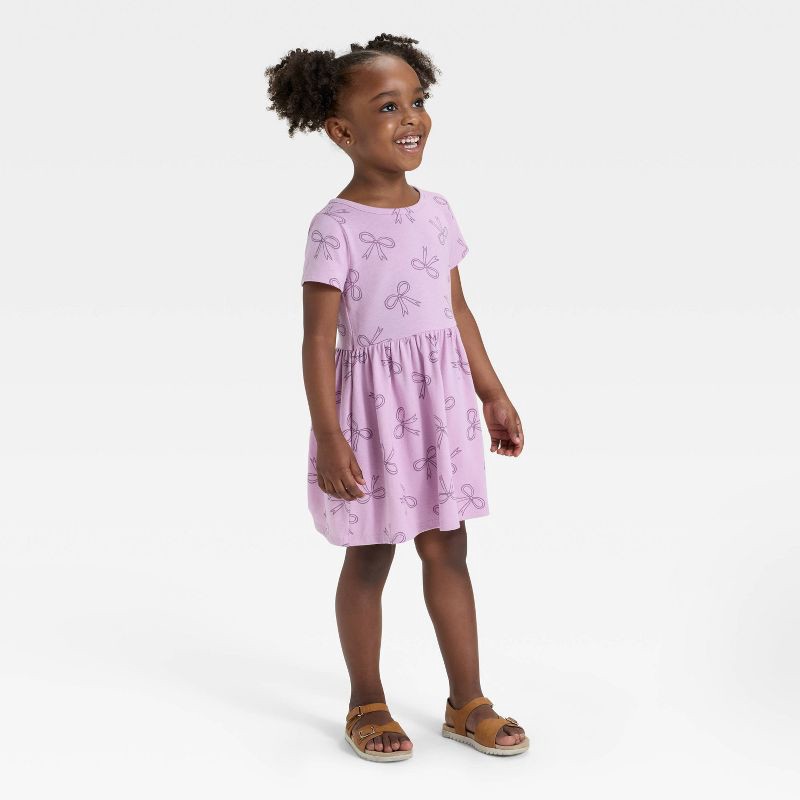 slide 3 of 3, Toddler Girls' Short Sleeve Bows Dress - Cat & Jack™ Lavender Mauve 2T, 1 ct