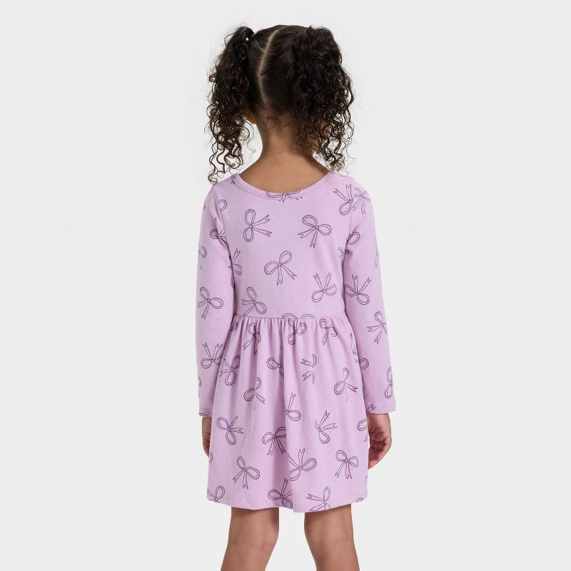 slide 2 of 3, Toddler Girls' Long Sleeve Bows Dress - Cat & Jack™ Lavender Mauve 3T, 1 ct