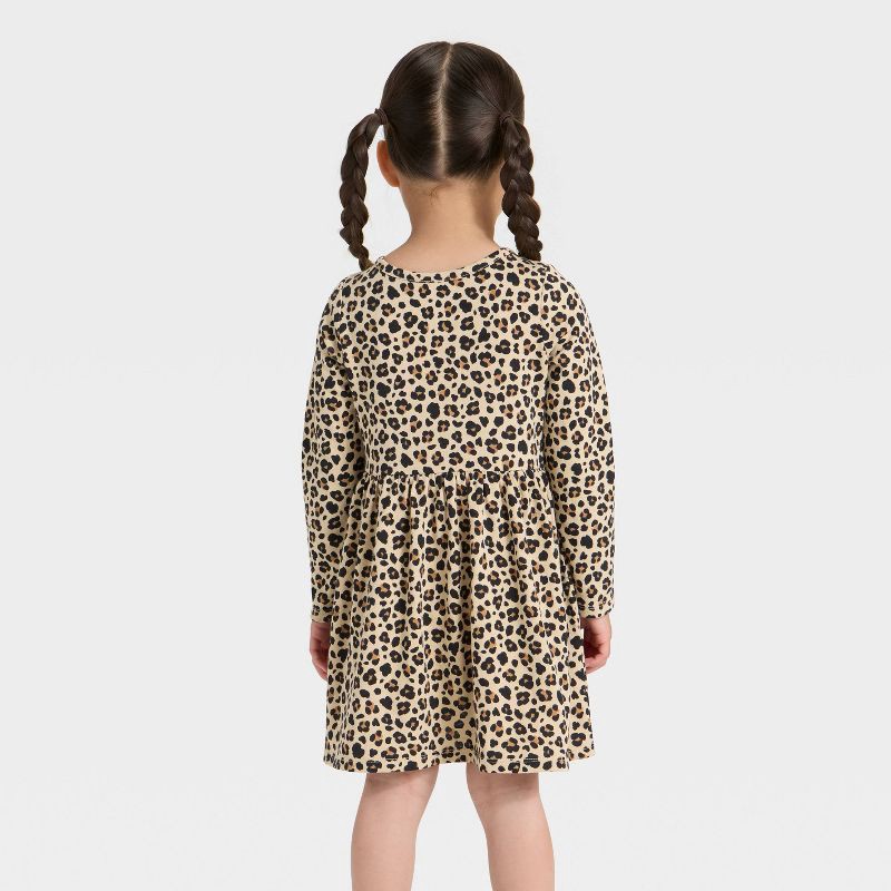 slide 2 of 3, Toddler Girls' Long Sleeve Dress - Cat & Jack™ Brown 3T, 1 ct