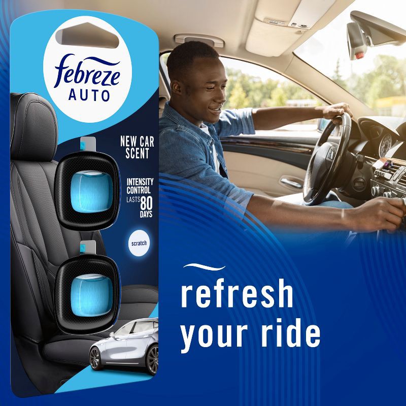 slide 8 of 14, 2ct Febreze Auto New Car, 2 ct