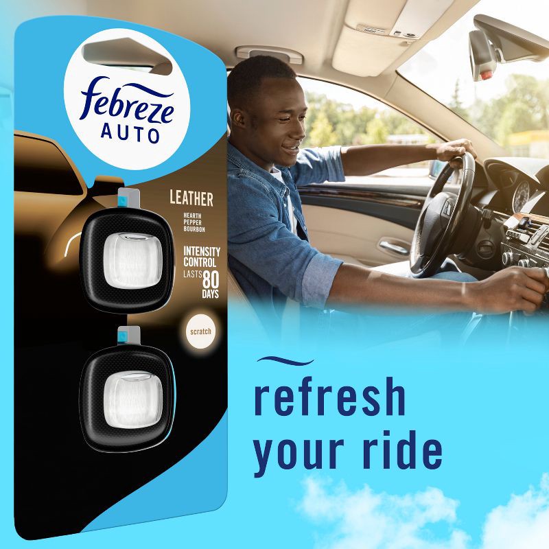 slide 8 of 14, 2ct Febreze Auto Leather, 2 ct
