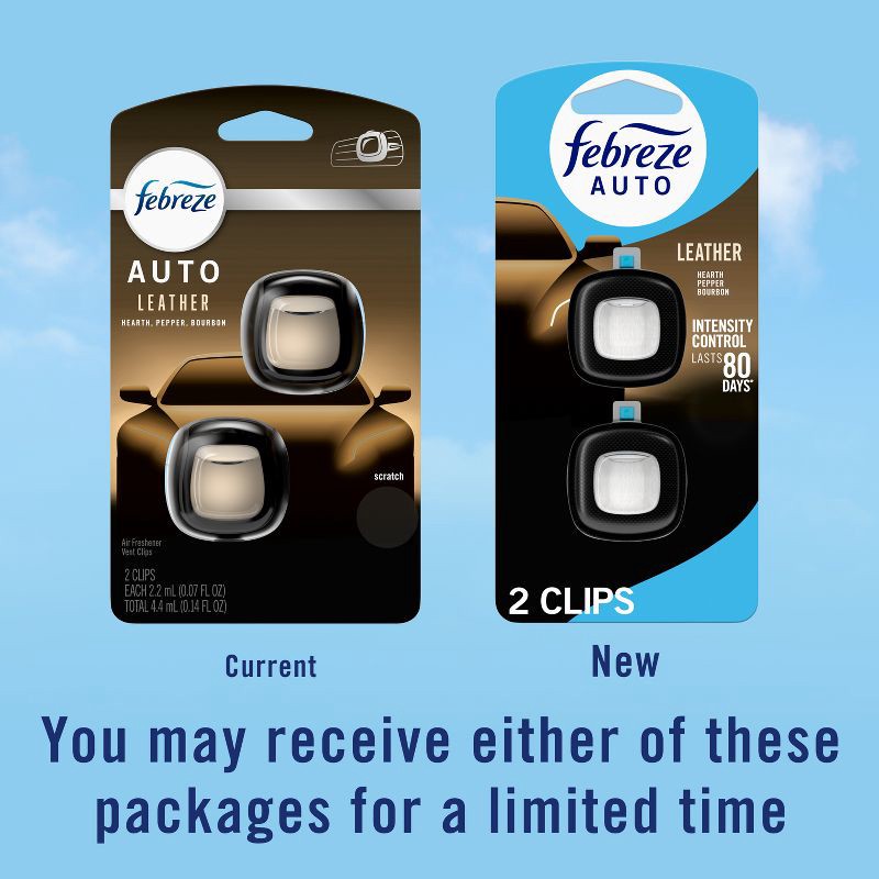 slide 9 of 14, 2ct Febreze Auto Leather, 2 ct