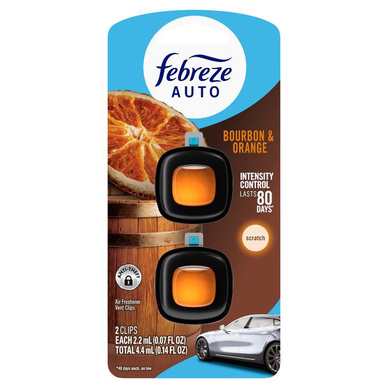 slide 9 of 12, 2ct Febreze Auto Bourbon and Orange, 2 ct