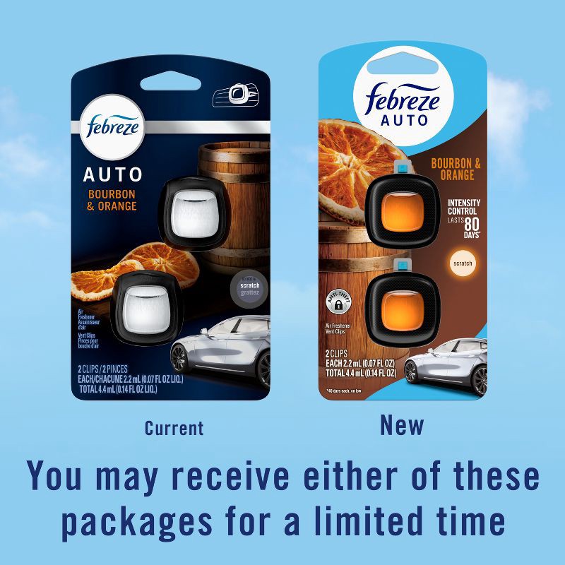 slide 2 of 12, 2ct Febreze Auto Bourbon and Orange, 2 ct