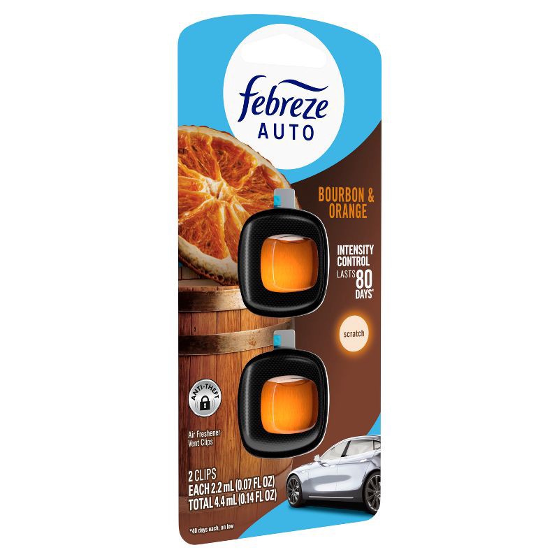 slide 10 of 12, 2ct Febreze Auto Bourbon and Orange, 2 ct