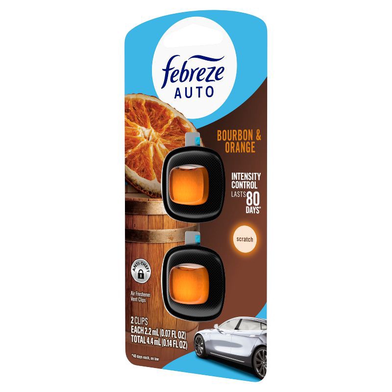 slide 11 of 12, 2ct Febreze Auto Bourbon and Orange, 2 ct