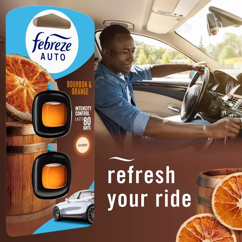 slide 5 of 12, 2ct Febreze Auto Bourbon and Orange, 2 ct