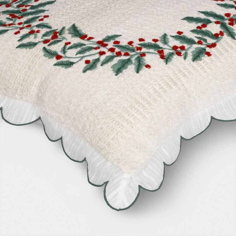 slide 5 of 5, Oversized Square Wreath Throw Pillow Ivory - Threshold™, 1 ct