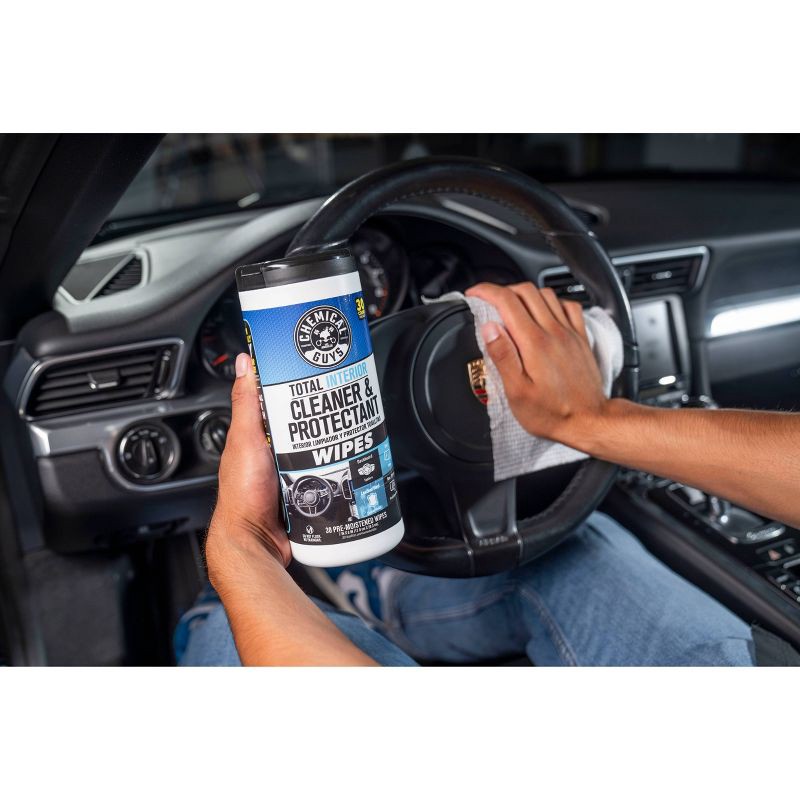 slide 3 of 5, Chemical Guys 30ct Total Interior Cleaner and Protectant Wipes in Canister CS 6 English/Spanish, 30 ct