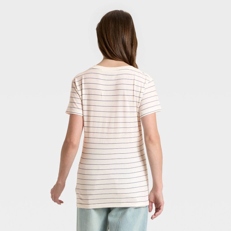 slide 2 of 4, Women's Short Sleeve V-Neck T-Shirt - Universal Thread™ Cream Striped XS, 1 ct