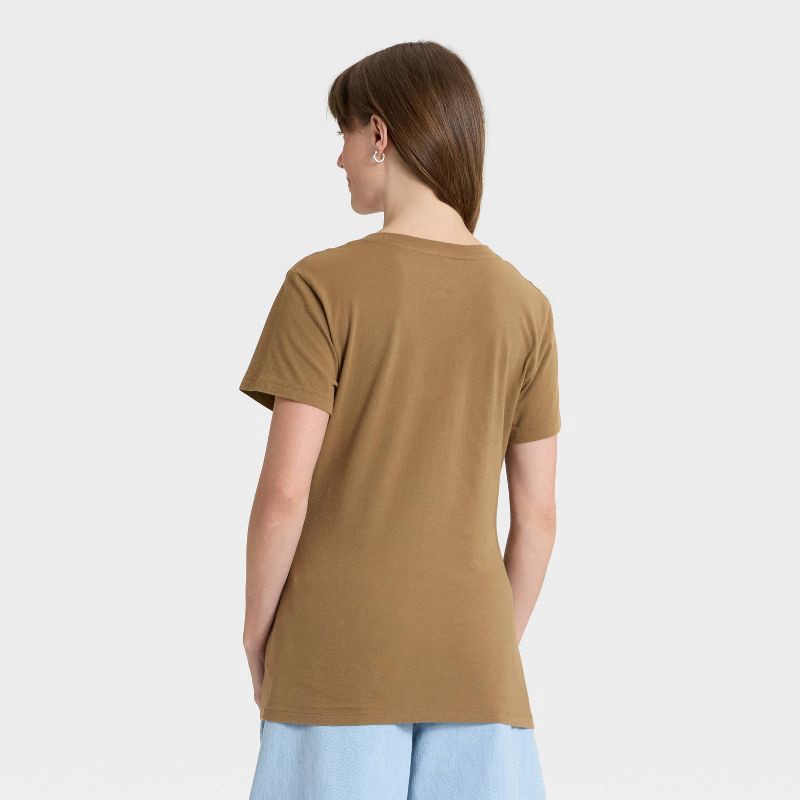 slide 2 of 4, Women's Short Sleeve V-Neck T-Shirt - Universal Thread™ Brown XS, 1 ct