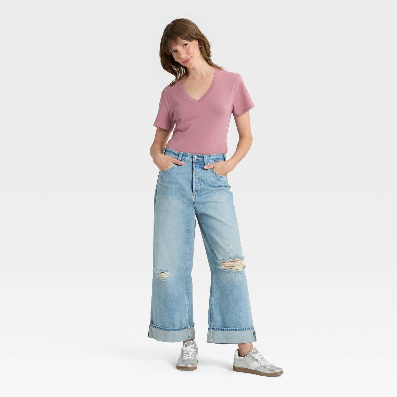 slide 3 of 3, Women's Short Sleeve V-Neck T-Shirt - Universal Thread™ Mauve L, 1 ct