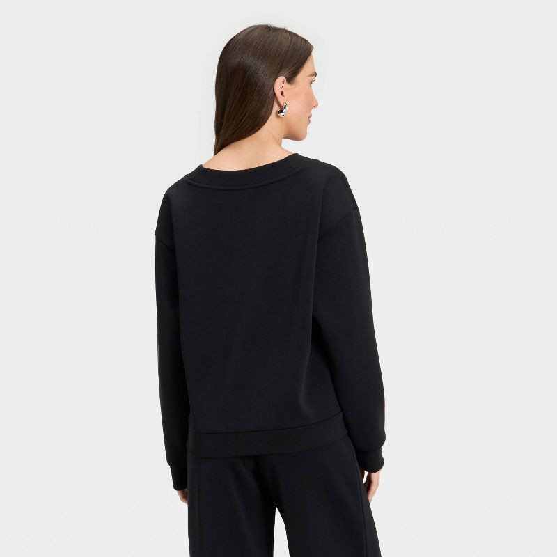 slide 2 of 4, Women's Sandwash Sweatshirt - A New Day™ Black S, 1 ct