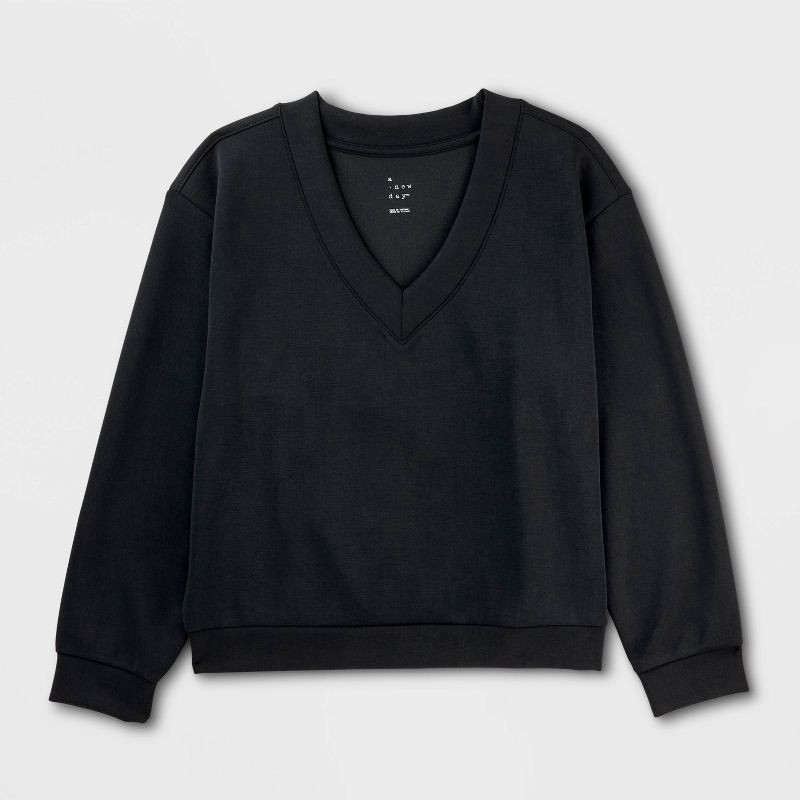 slide 4 of 4, Women's Sandwash Sweatshirt - A New Day™ Black XL, 1 ct