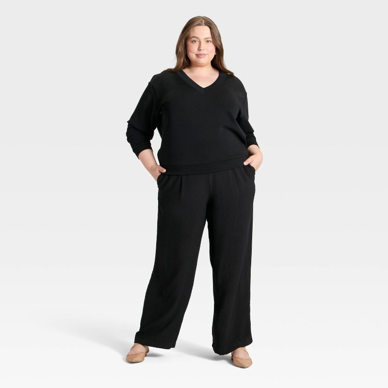 slide 3 of 3, Women's Sandwash Sweatshirt - A New Day™ Black XXL, 1 ct