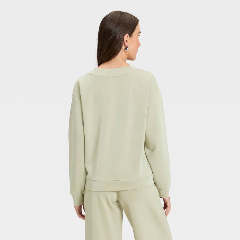 slide 2 of 4, Women's Sandwash Sweatshirt - A New Day™ Light Green XL, 1 ct
