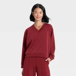 Women's Sandwash Sweatshirt - A New Day™ Maroon M
