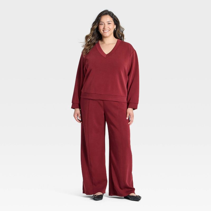 slide 3 of 3, Women's Sandwash Sweatshirt - A New Day™ Maroon XXL, 1 ct