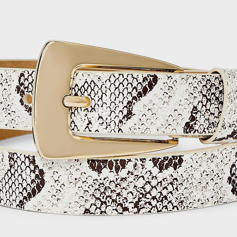 slide 3 of 3, Elongated Buckle with Harness Belt - A New Day™ Gold/Cream/Black M, 1 ct