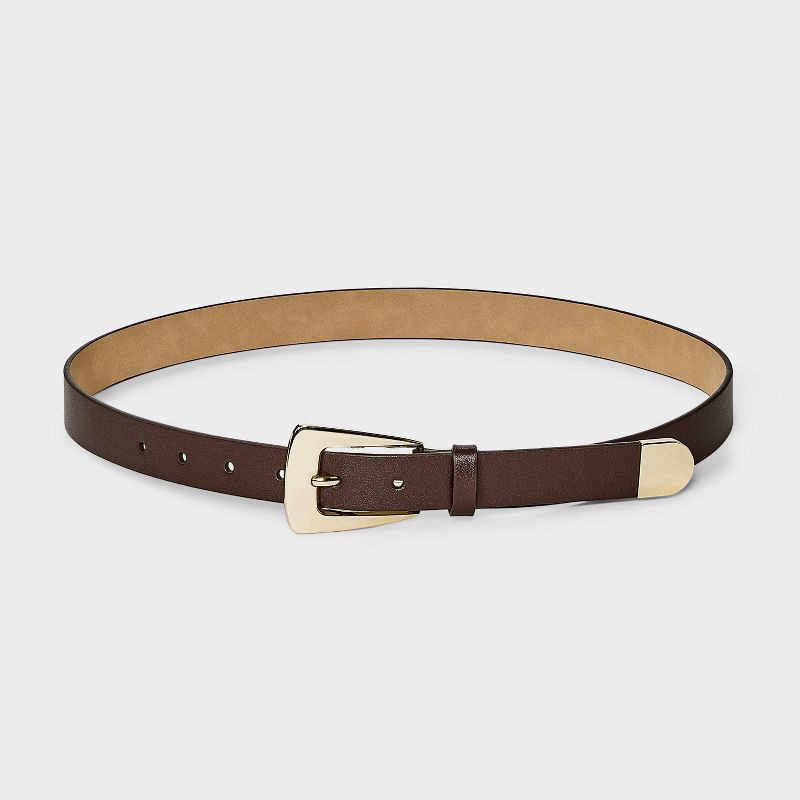 slide 2 of 3, Elongated Buckle with Harness Belt - A New Day™ Brown L, 1 ct