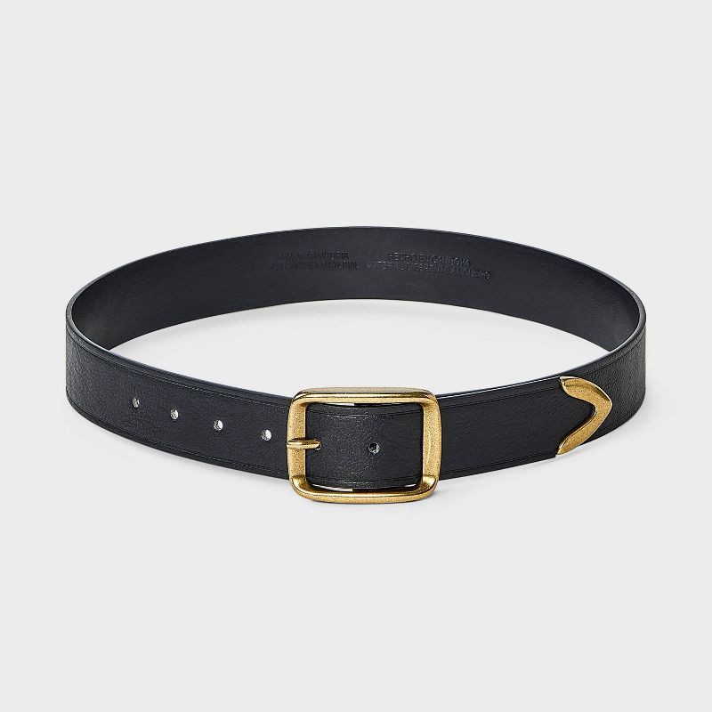 slide 2 of 3, Beveled Buckle with Metal Tip Belt - Universal Thread™ Black XS, 1 ct