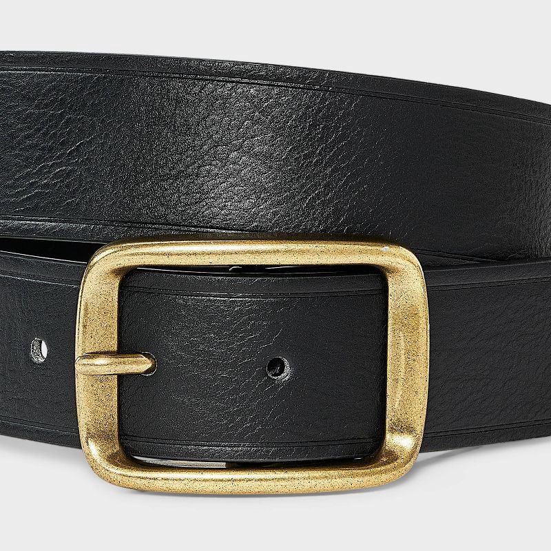 slide 3 of 3, Beveled Buckle with Metal Tip Belt - Universal Thread™ Black S, 1 ct