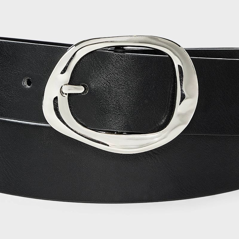 slide 3 of 3, Wavy Center Buckle Belt - A New Day™ Black S, 1 ct
