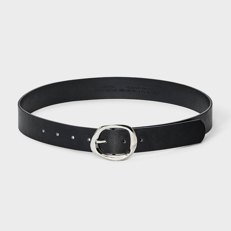 slide 2 of 3, Wavy Center Buckle Belt - A New Day™ Black XXL, 1 ct