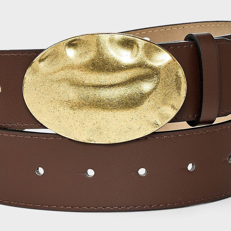 slide 3 of 3, Hammer Texturized Plaque Buckle Belt - Universal Thread™ Brown XS, 1 ct