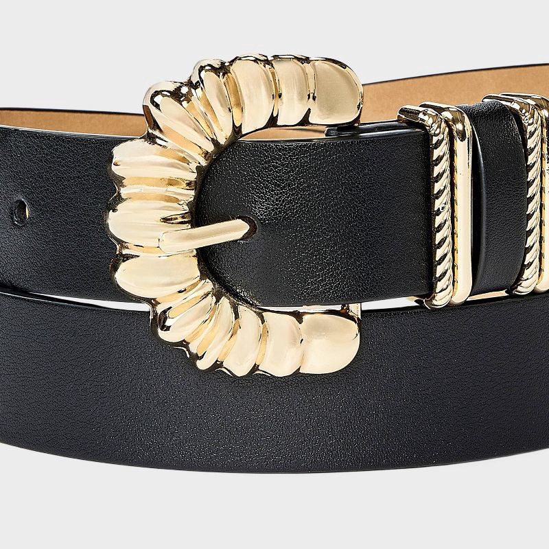 slide 3 of 3, Organic Buckle and Harness with Loop Belt - A New Day™ Black M, 1 ct