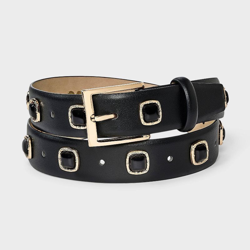 slide 1 of 3, Hammer Square Stud Belt - A New Day™ Black L, 1 ct