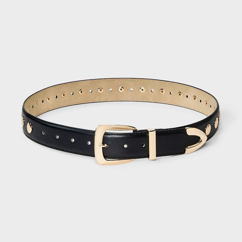 slide 2 of 3, Dome Stud Belt - A New Day™ Black L, 1 ct