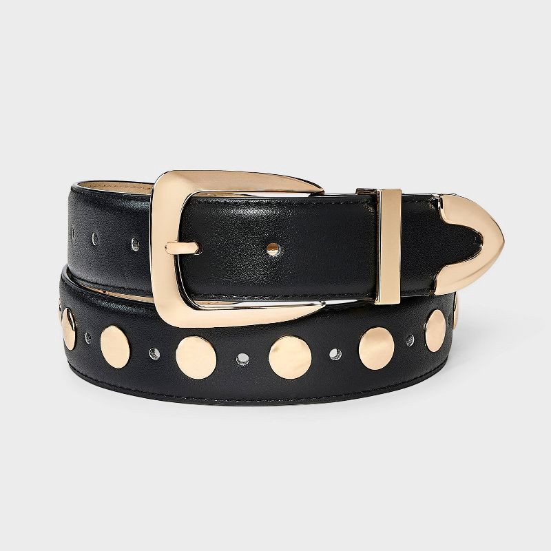 slide 1 of 3, Dome Stud Belt - A New Day™ Black XL, 1 ct