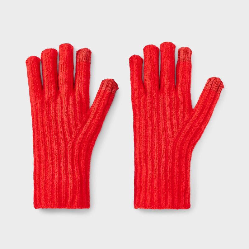 slide 1 of 3, Essential Ribbed Glove - Universal Thread™ Red, 1 ct