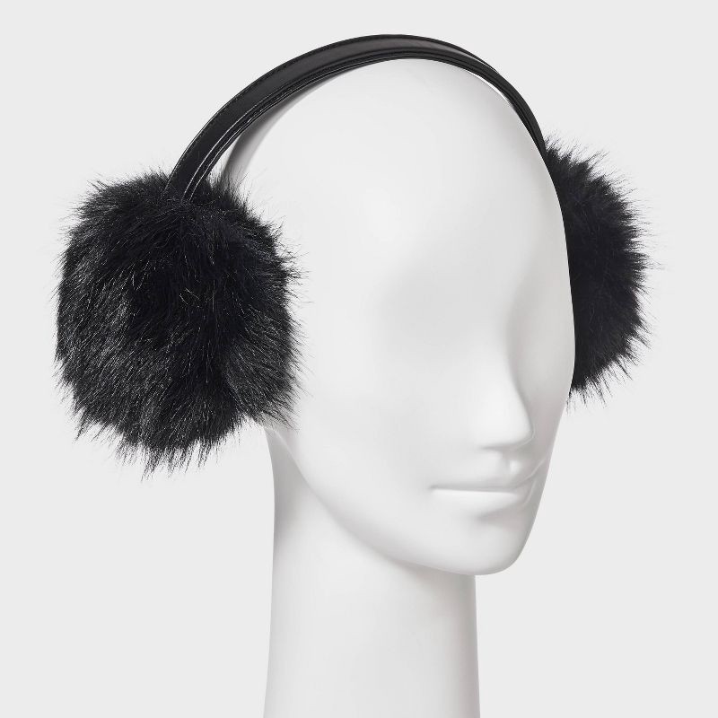 slide 2 of 3, Fuzzy Earmuff - Universal Thread™ Black, 1 ct